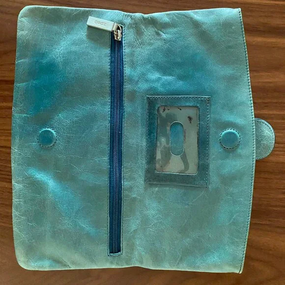 HOBO Turquoise Blue Leather Clutch Purse - Picture 4 of 6